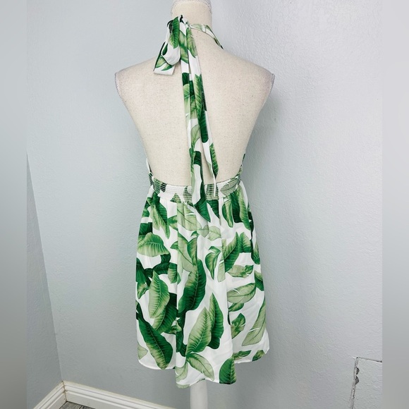 Show Me Your Mumu Green Leaf Palmtini Island Mini Halter Dress - Picture 6 of 6
